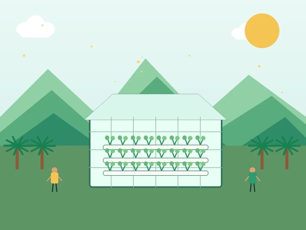 Ilustrasi Screen house & hidroponik Nagari Sungai Rumbai